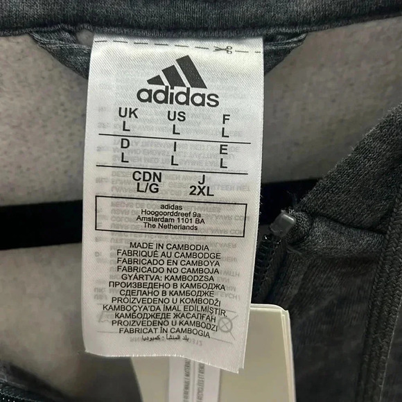 Men’s Adidas Essentials Fleece 3 Stripe Full Zip Hoodie Size Large, Gray NWT - Picture 6 of 8